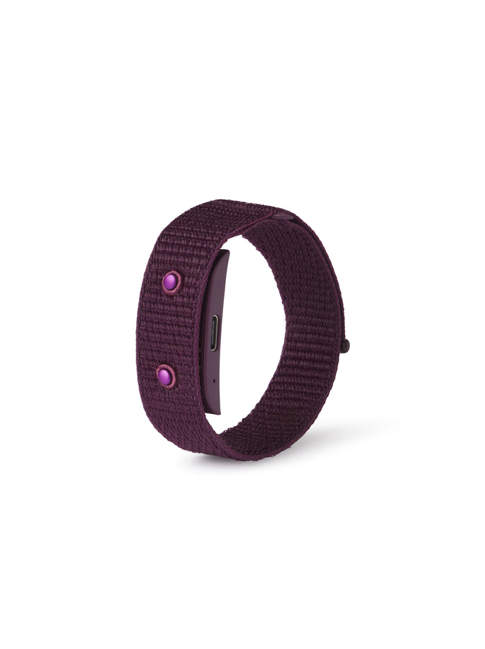 The NC Band, a screenless wrist temperature tracker on a nylon strap